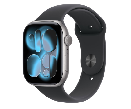 Smartwatch APPLE Watch Series 11 GPS + Cellular 42mm Aluminiowa koperta (gwiezdna szarość)/ Sportowy pasek (czarny) - rozmiar M/L